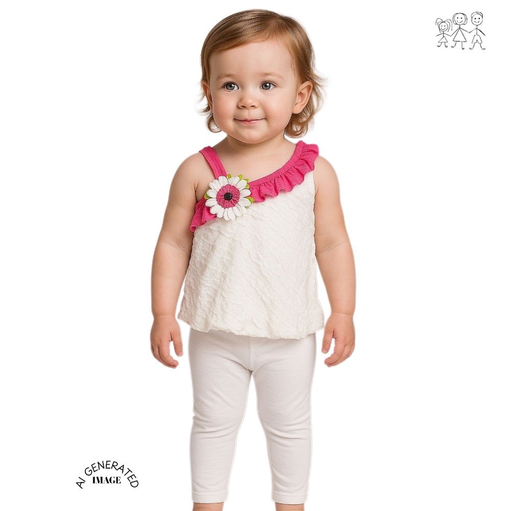 RARE EDITION GIRL'S ONE SHOULDER PANT SET SZ 12 MOS